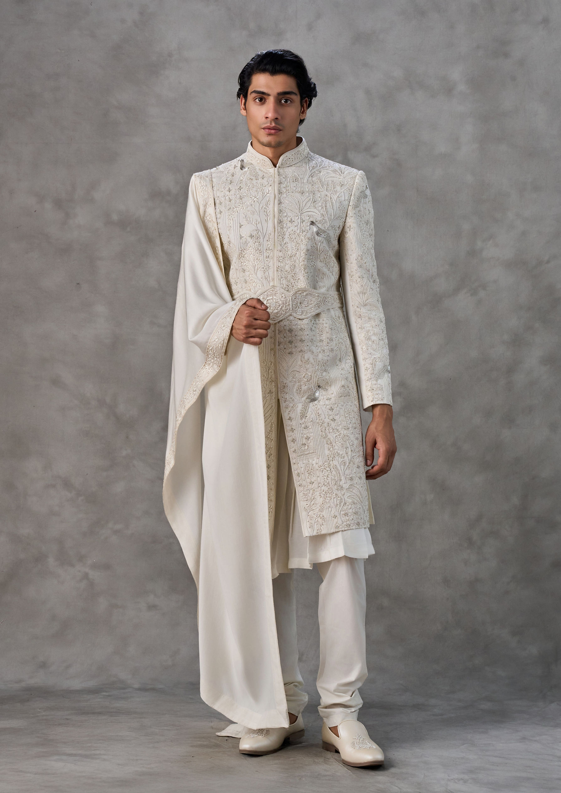 Twamev Men Royal Cream Elegance Sherwani