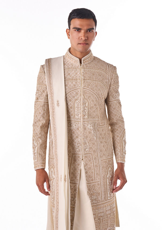 Twamev Men Ivory Bespoke Sherwani