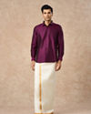 Manyavar Men Lush Royal Purple Silk Shirt