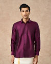 Manyavar Men Lush Royal Purple Silk Shirt