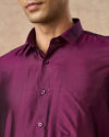 Manyavar Men Lush Royal Purple Silk Shirt