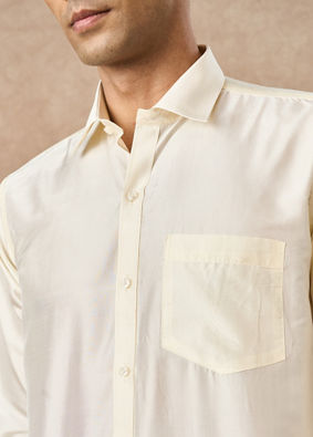 Manyavar Men Cream Silk Shirt