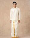 Manyavar Men Cream Silk Shirt