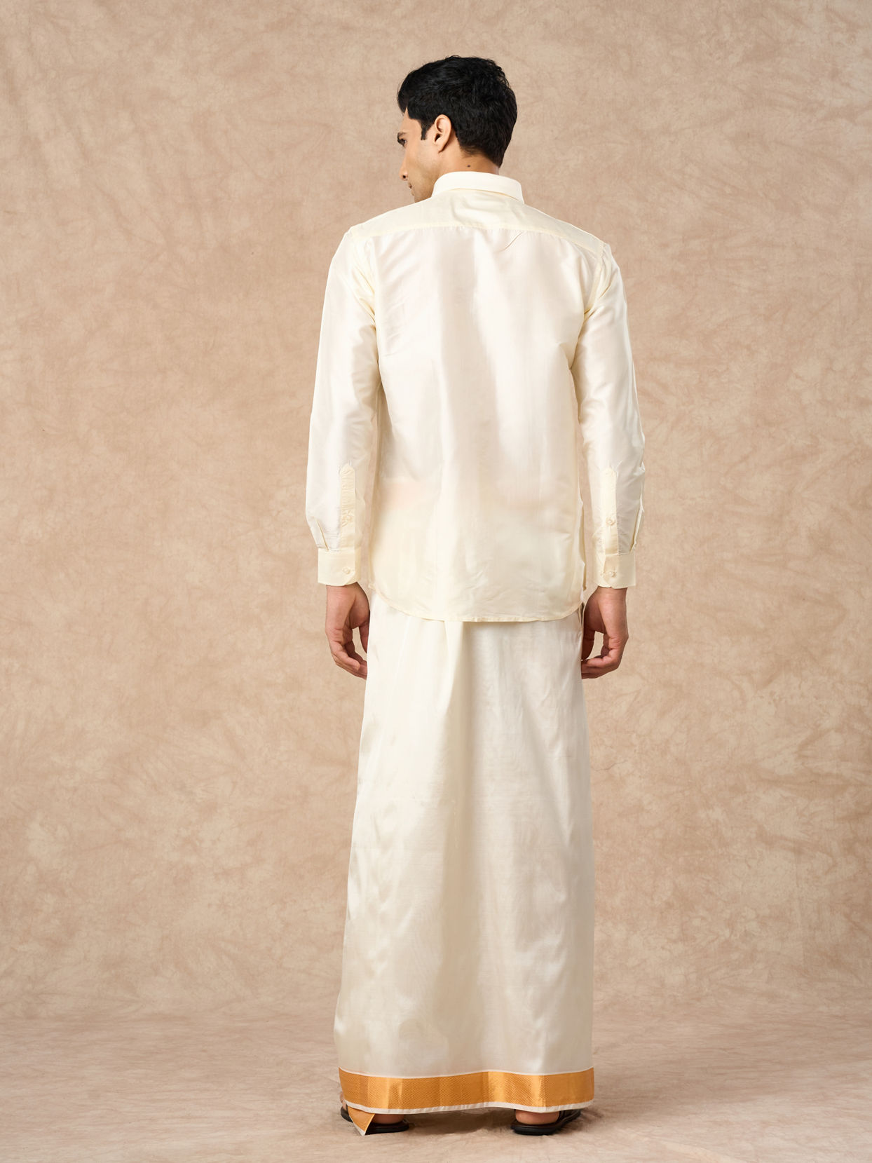Manyavar Men Cream Silk Shirt