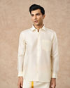 Manyavar Men Cream Silk Shirt