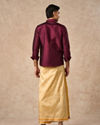 Manyavar Men Wine Art Silk Shirt