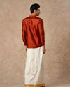 Manyavar Men Orange Art Silk Shirt