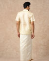 Manyavar Men Cream Silk Half Shirt