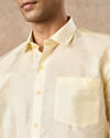 Manyavar Men Cream Silk Half Shirt