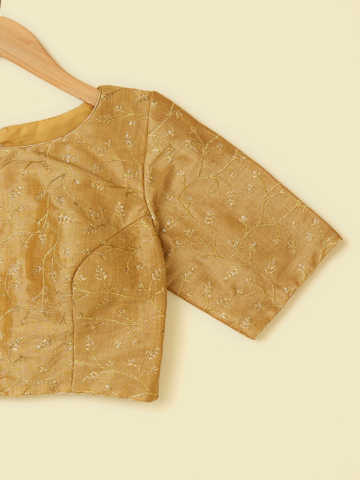 Mohey Women Beige Bel Buti Patterned Blouse