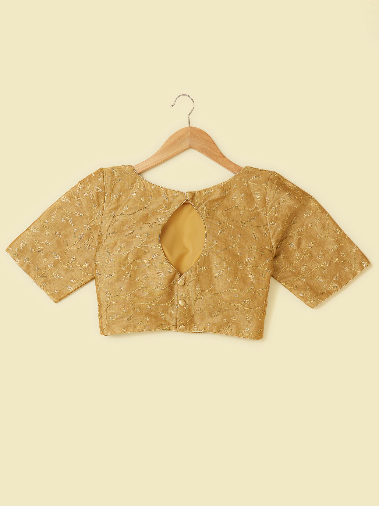 Mohey Women Beige Bel Buti Patterned Blouse