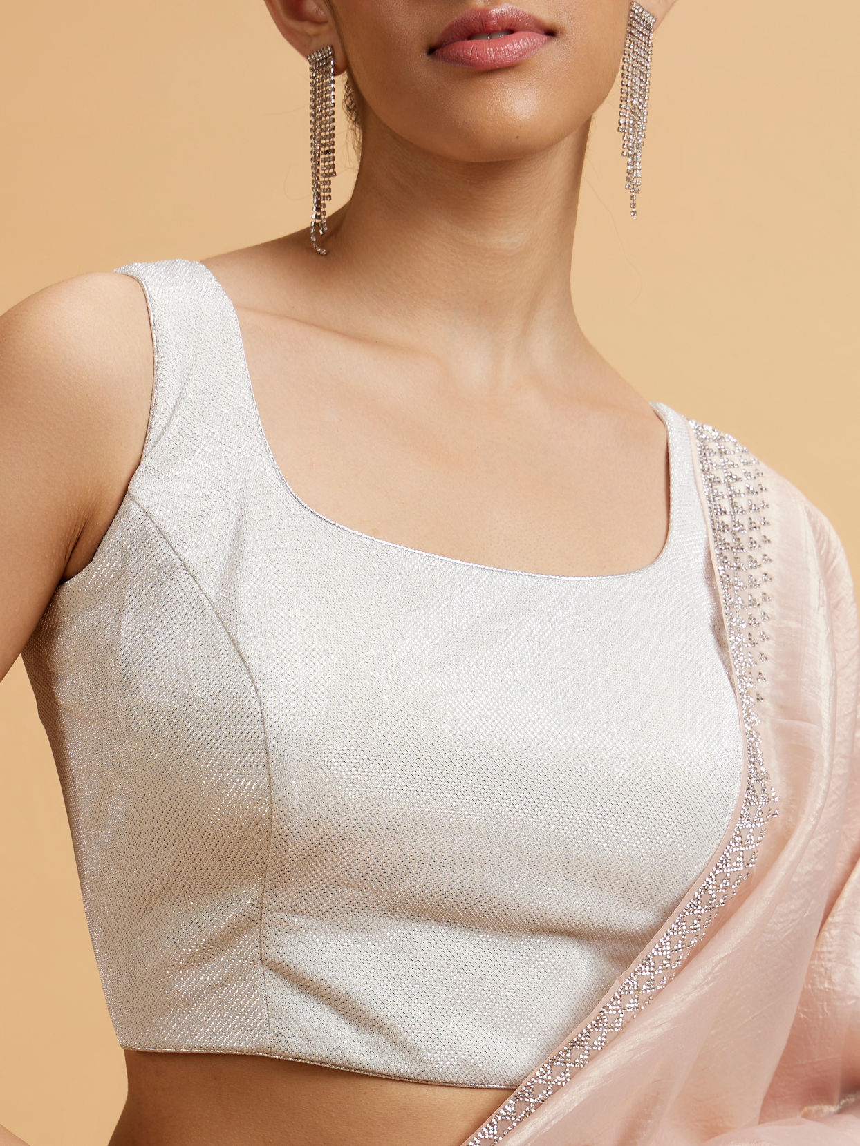 Mohey Women Grey Princess Cut Shimmery Blouse
