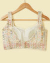 Mohey Women Cream Bel Buti Patterned Sequinned Blouse