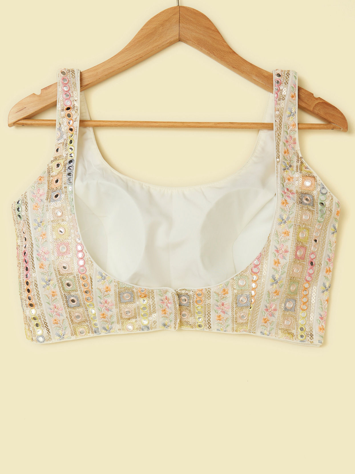 Mohey Women Dark Cream Bel Buti Patterned Sequinned Blouse
