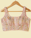 Mohey Women Pink Bel Buti Patterned Sequinned Blouse