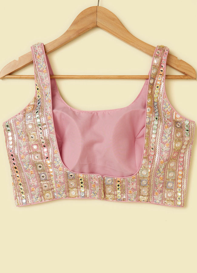 Mohey Women Pink Bel Buti Patterned Sequinned Blouse