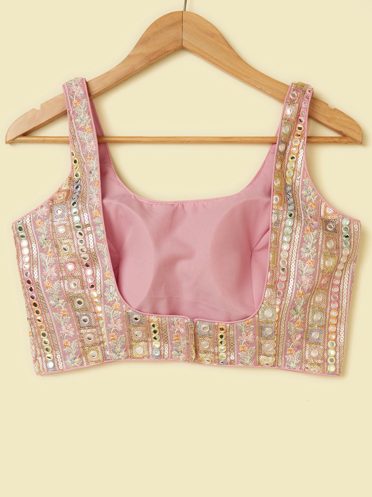 Mohey Women Pink Bel Buti Patterned Sequinned Blouse