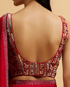 Mohey Women Red Bel Buti Patterned Blouse with Mirror Work