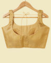 Mohey Women Gold Floral Buta Jaal Patterned Blouse