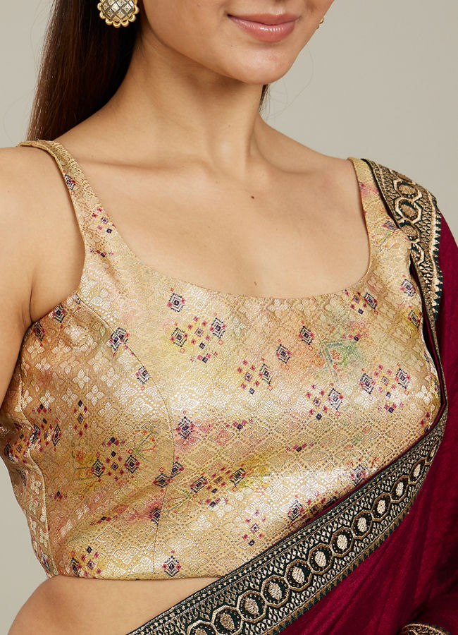 Mohey Women Sand Beige Kaleidoscopic Floral Jaal Patterned Blouse