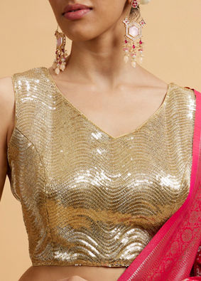 Mohey Women Gold Sequin Embellished Blouse