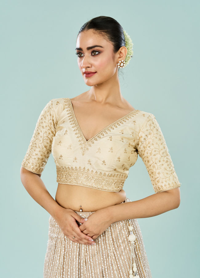 Mohey Women Cream Creation Artistic Blouse