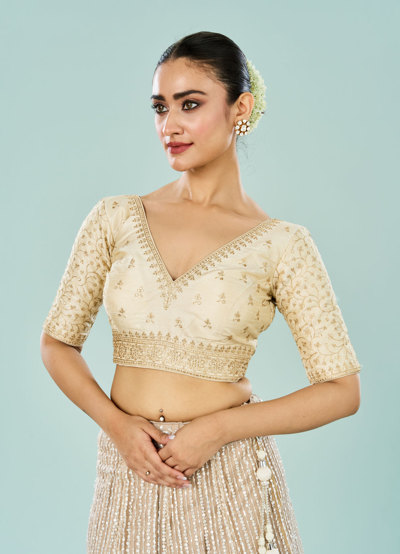 Mohey Women Cream Creation Artistic Blouse