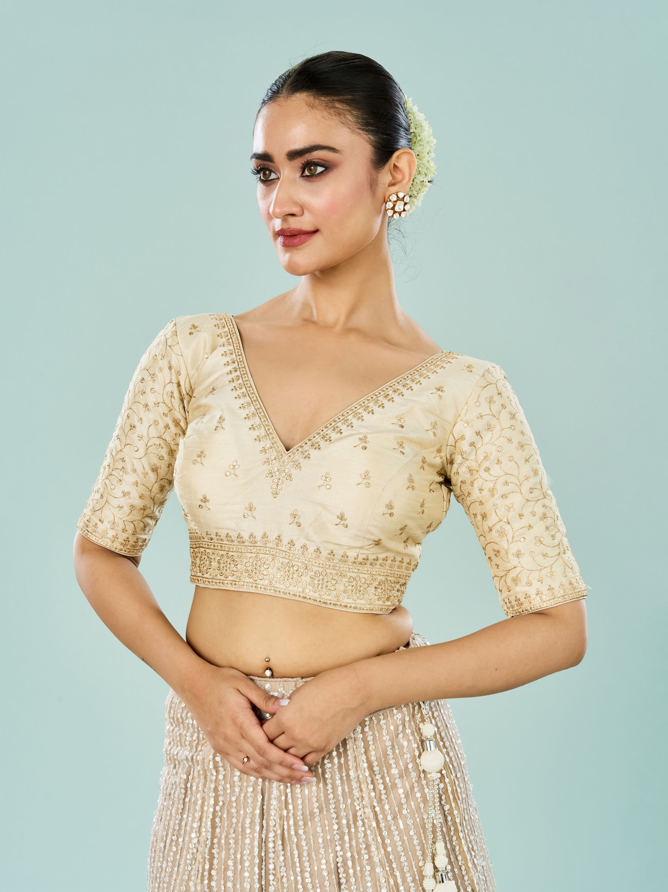 Mohey Women Cream Creation Artistic Blouse