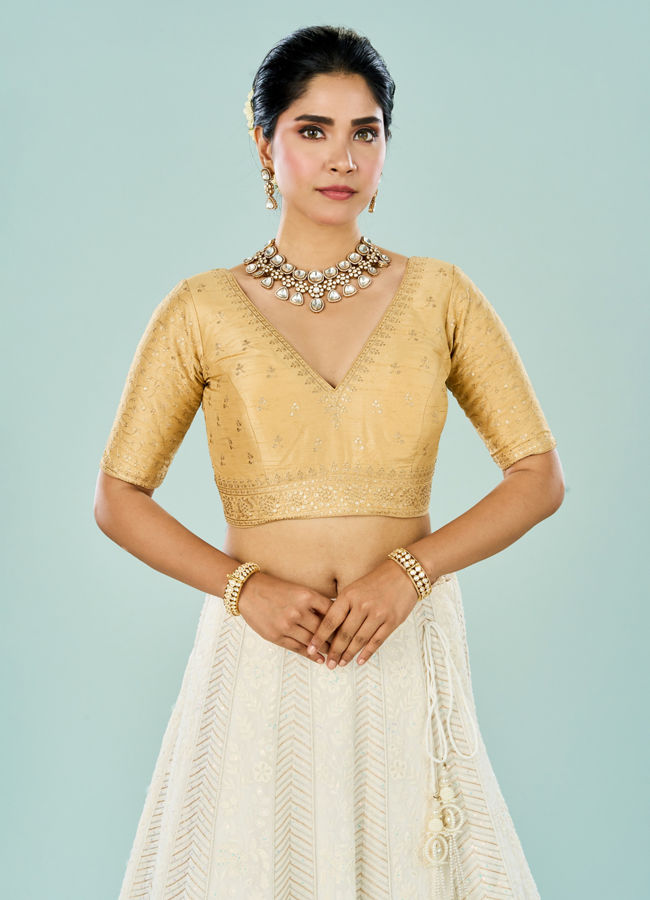 Mohey Women Beige Festive Blouse