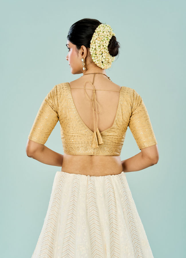 Mohey Women Beige Art Silk Festive Blouse
