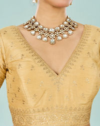 Mohey Women Beige Art Silk Festive Blouse
