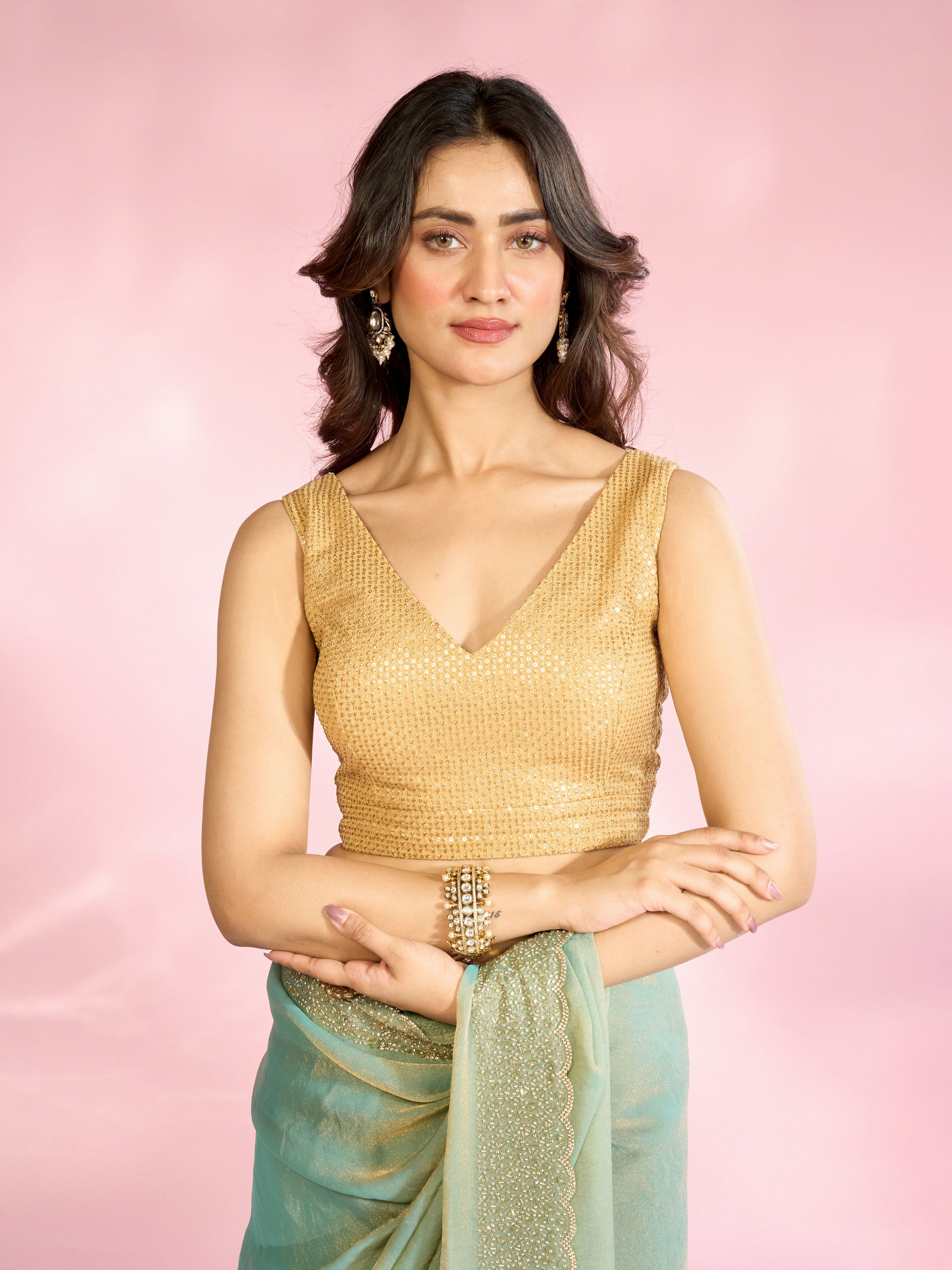 Mohey Women Exquisite Beige Georgette Blouse
