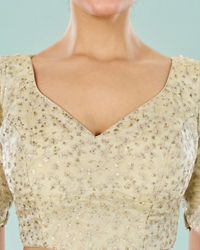 Mohey Women Cream Art Silk Blouse
