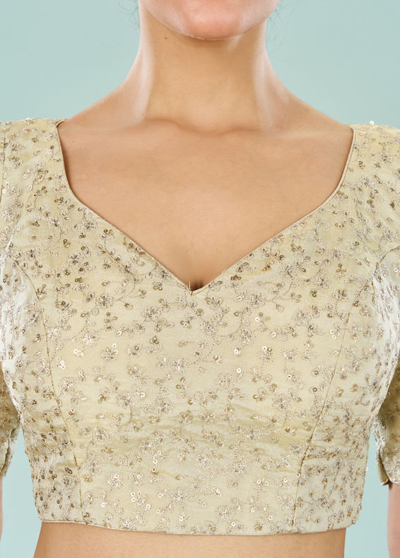 Mohey Women Cream Art Silk Blouse