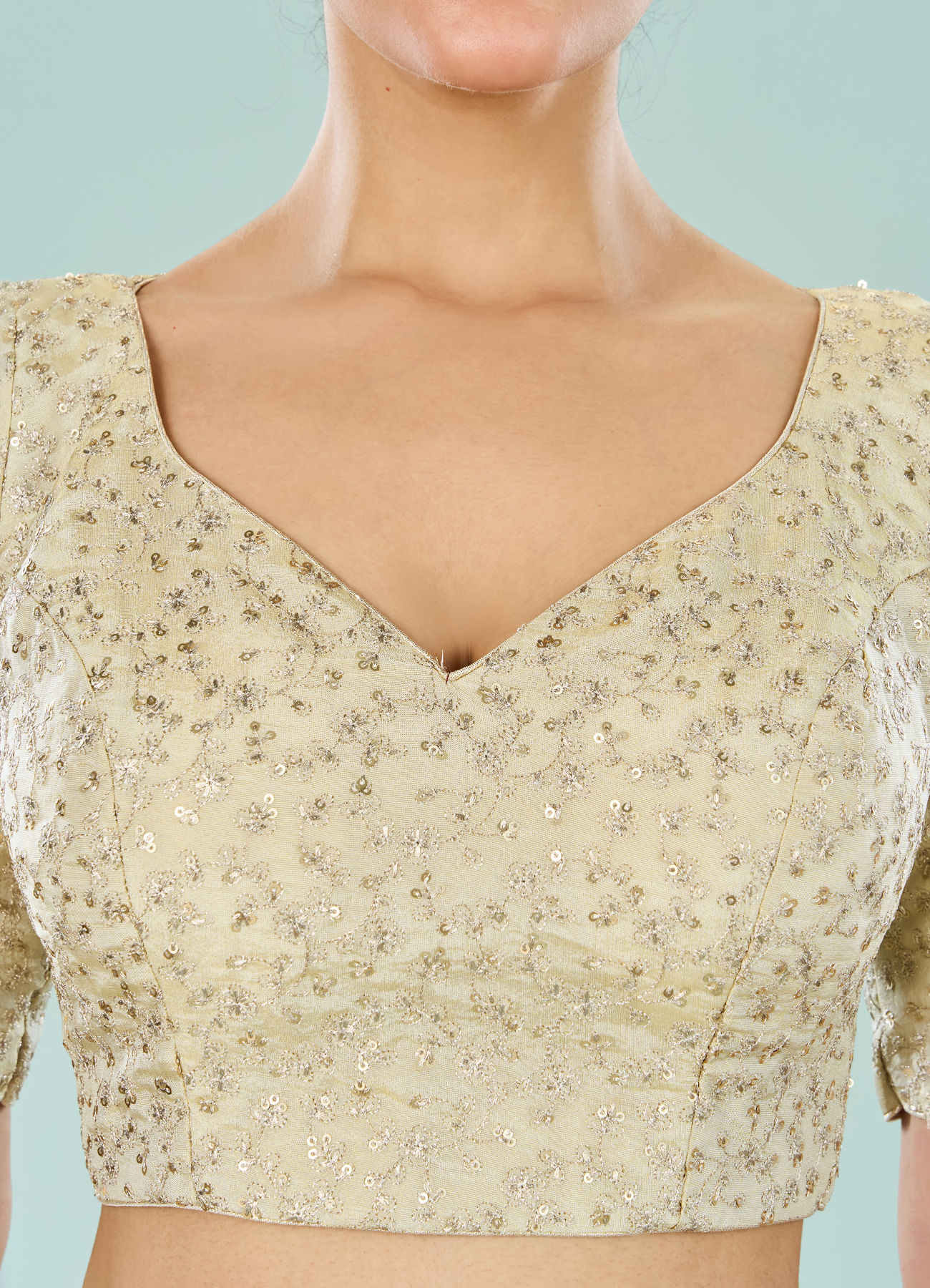Mohey Women Cream Art Silk Blouse