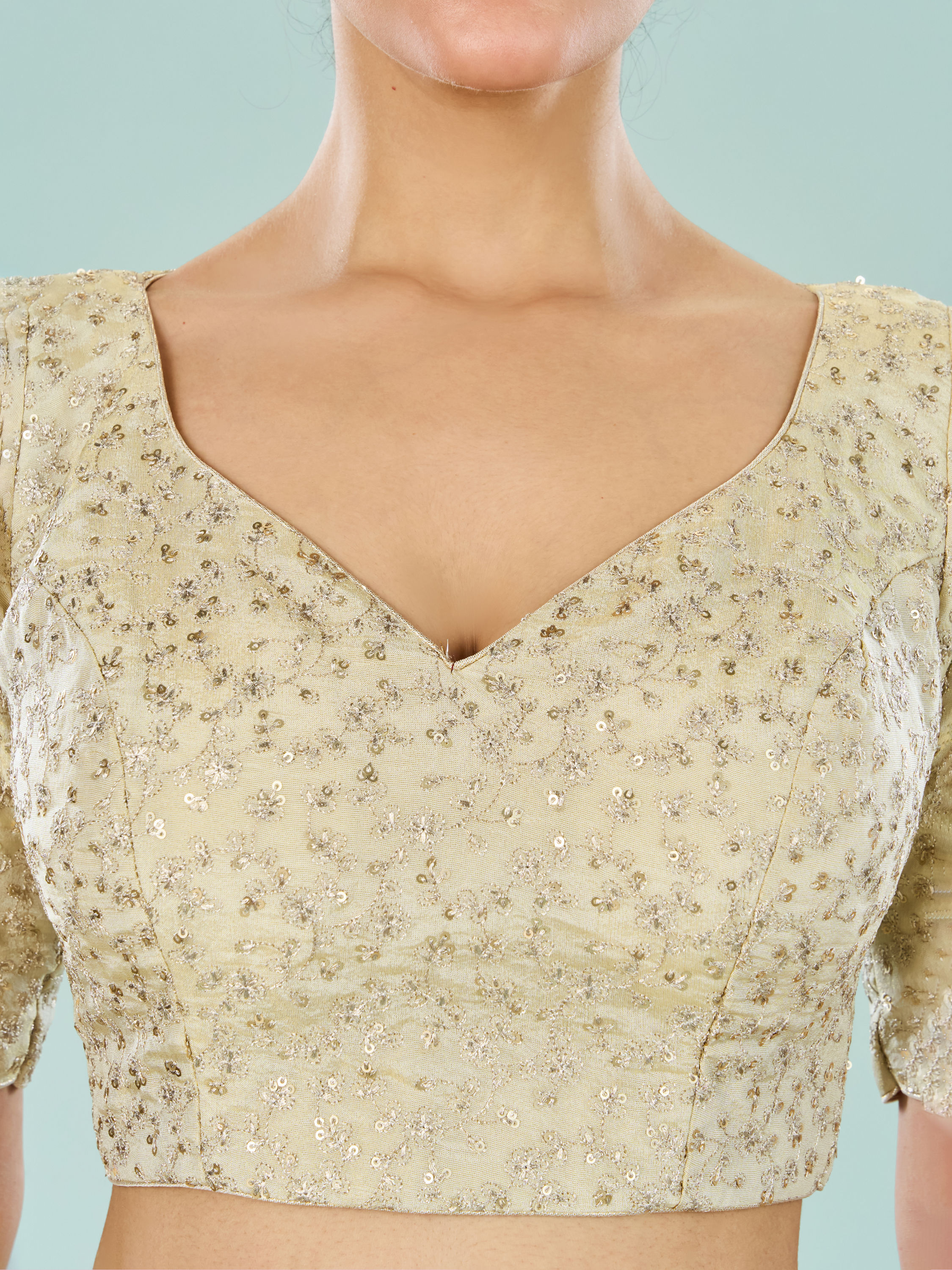 Mohey Women Cream Art Silk Blouse