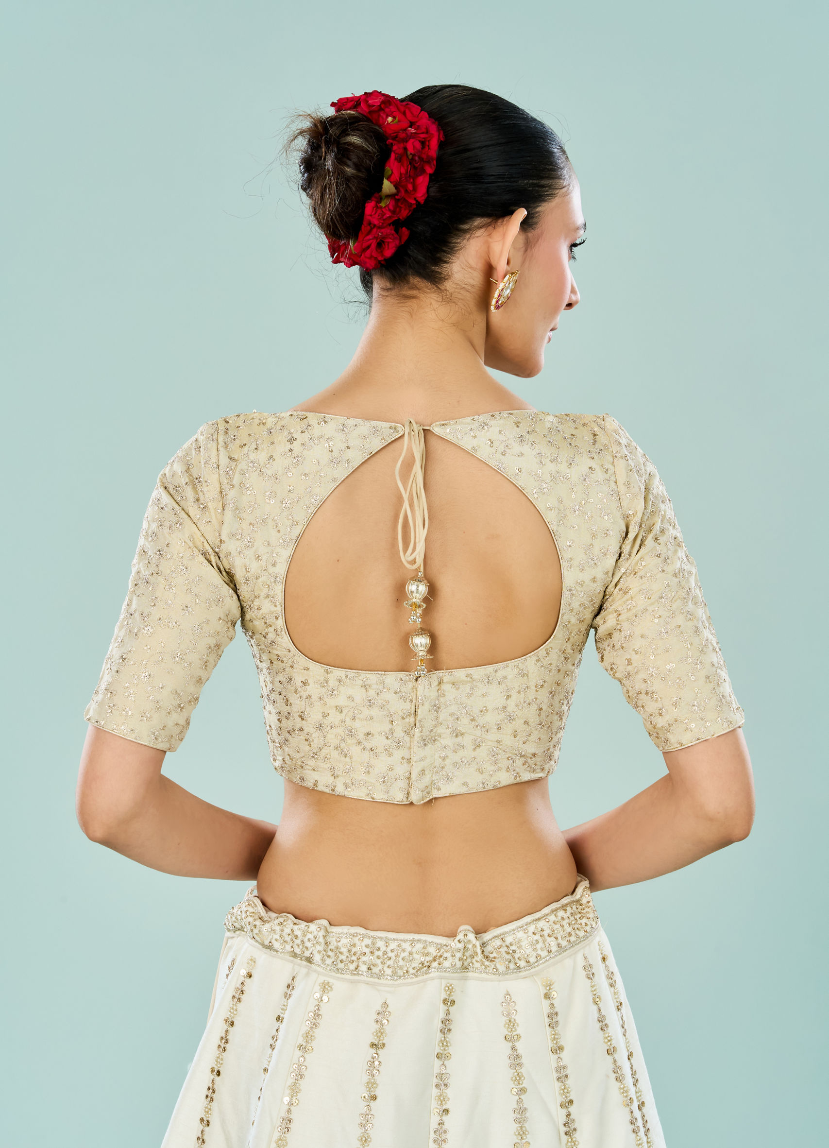 Buy Cream Sequin Work Blouse Online in the USA @Mohey - Blouse for 