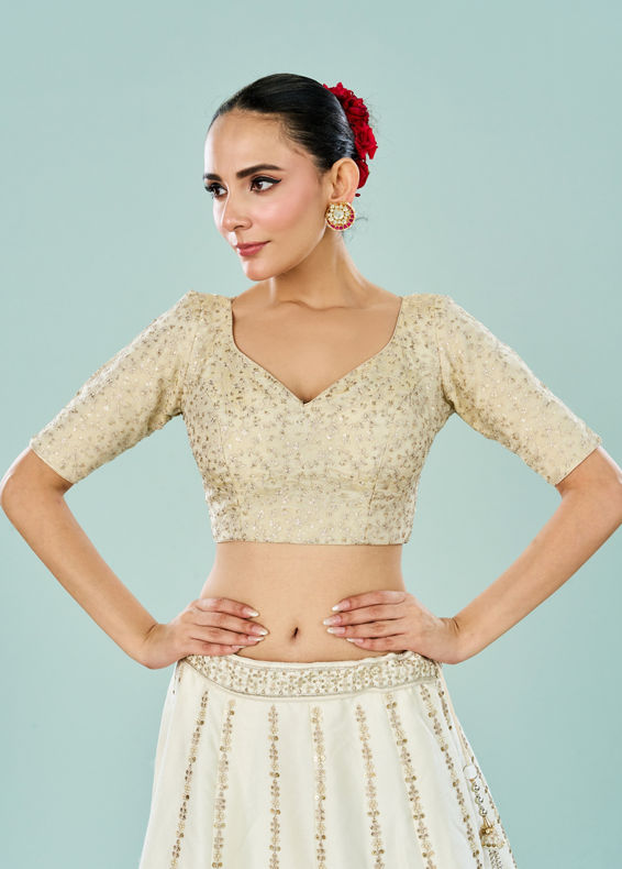 Mohey Women Cream Art Silk Blouse