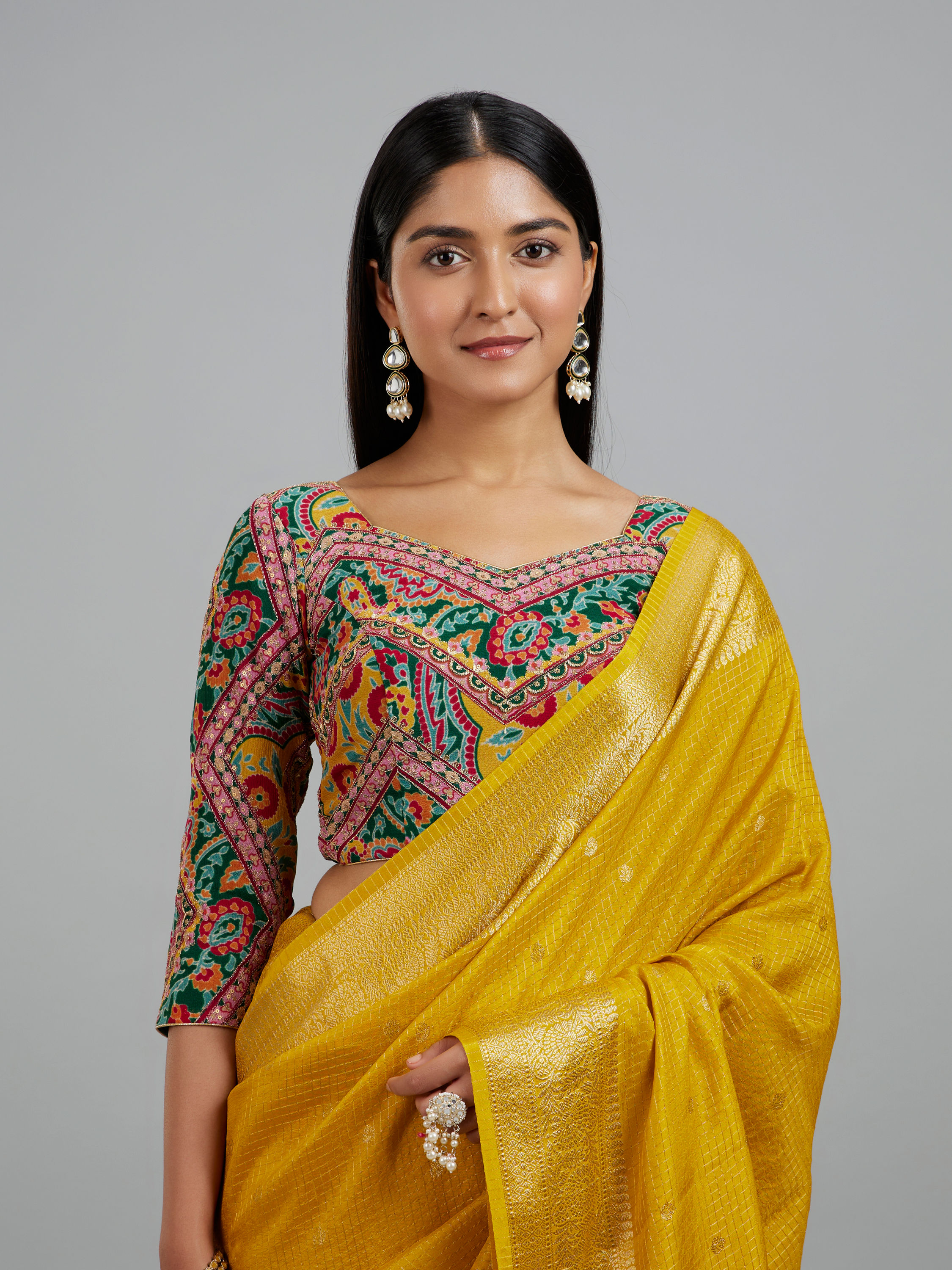 Mohey Women Bottle Green Celebration Blouse