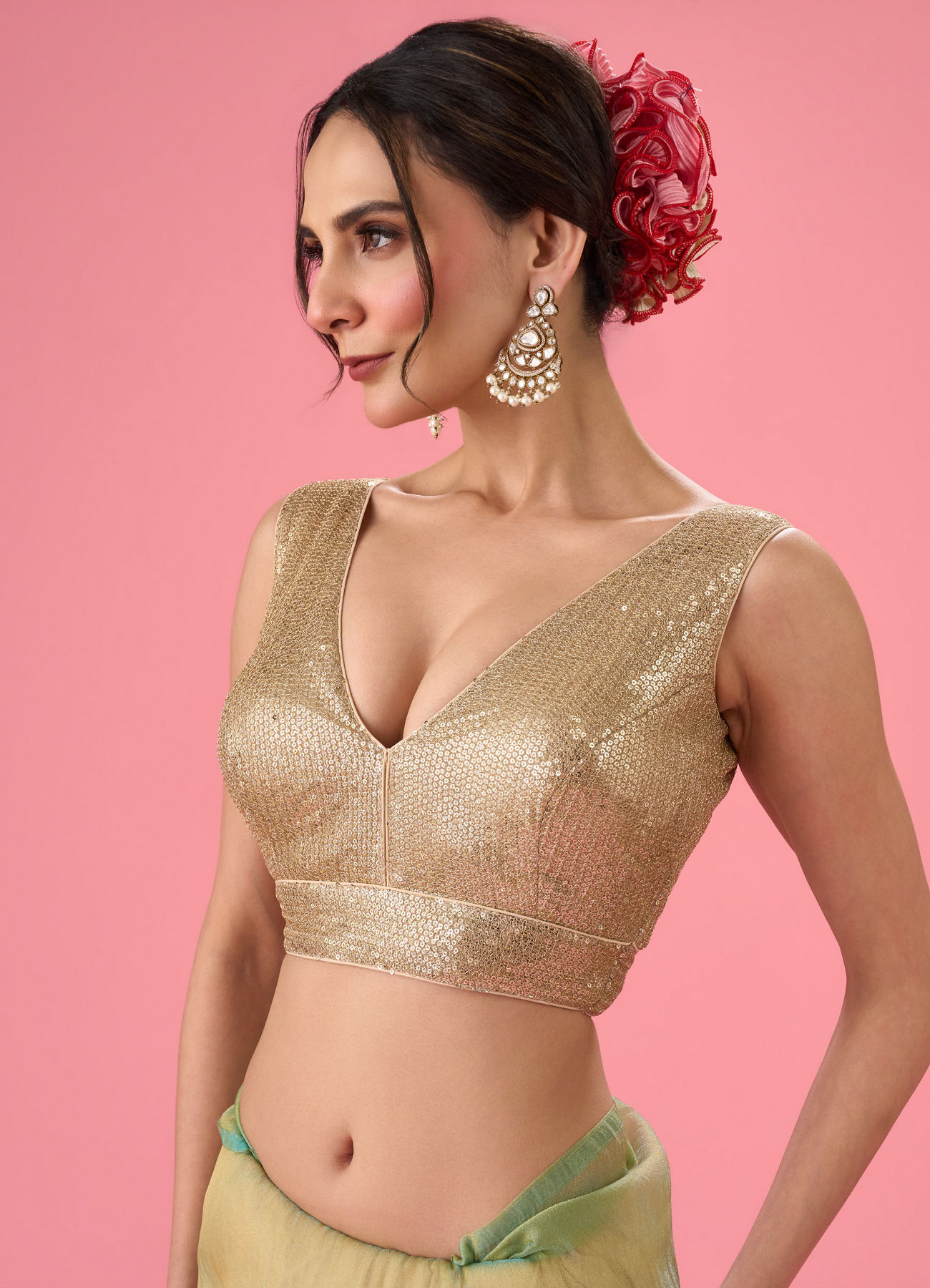 Mohey Women Elegant Cream Georgette Blouse