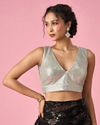 Mohey Women Grey Georgette Blouse with Sequin Detail