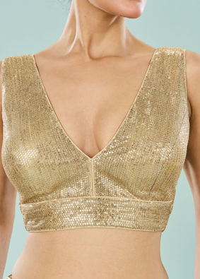 Mohey Women Beige Georgette Festive Blouse