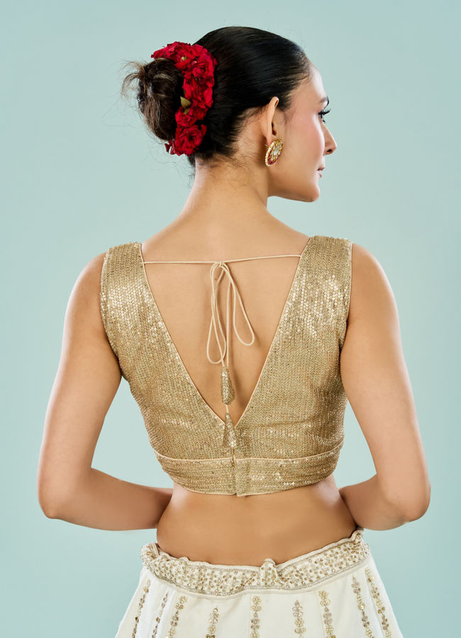 Mohey Women Beige Georgette Festive Blouse