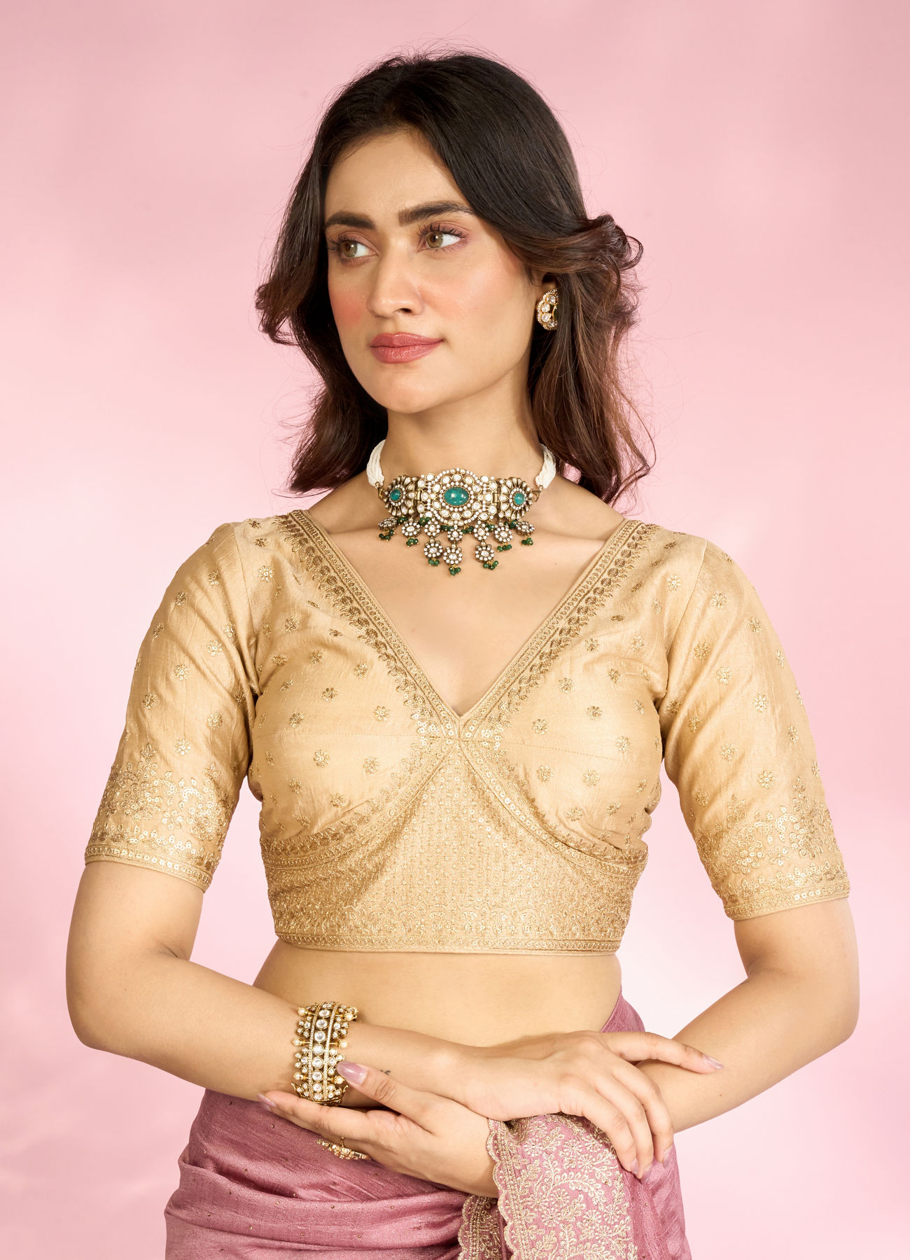 Mohey Women Fawn Silk Elegance Blouse