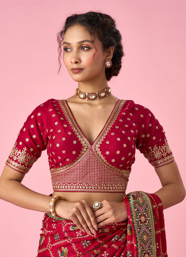 Mohey Women Pink Art Silk Blouse with Sequin Work