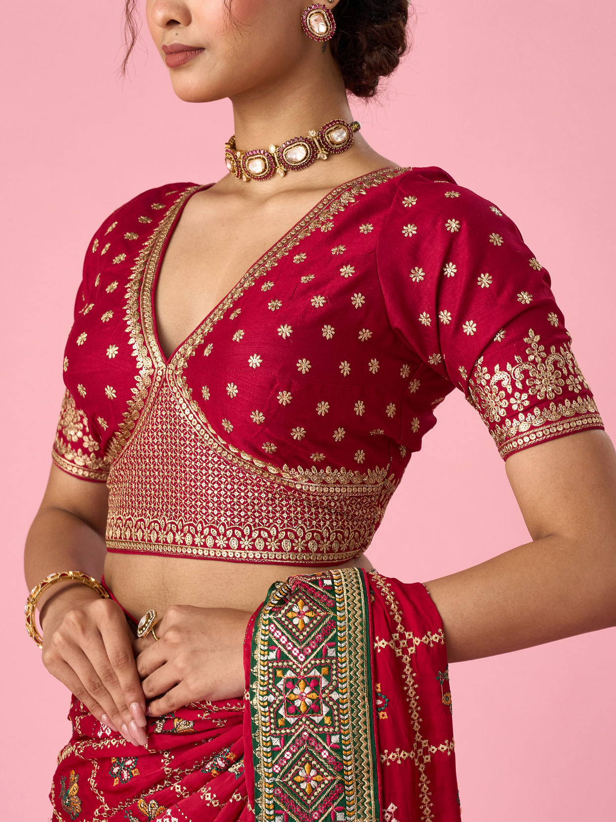 Mohey Women Pink Art Silk Blouse with Sequin Work