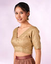 Mohey Women Beige Silk Blouse with Sequin Work