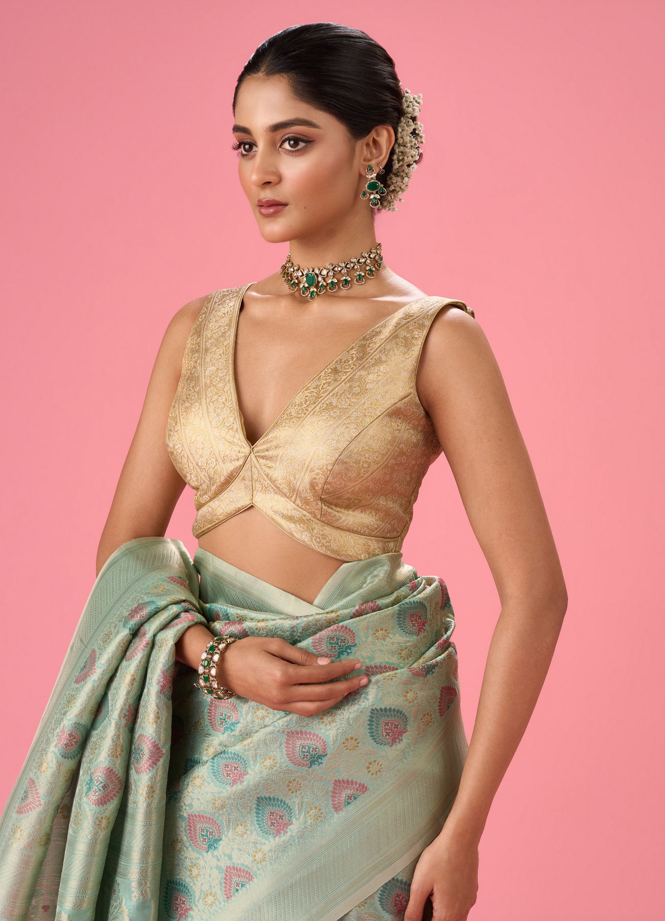 Mohey Women Golden Radiance Art Silk Blouse