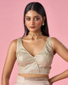 Mohey Women Elegant Gold Georgette Blouse