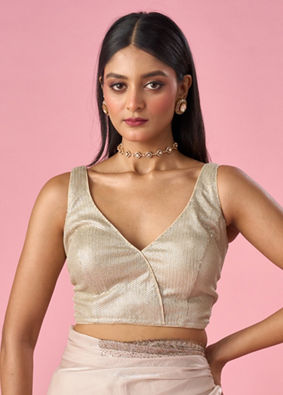 Mohey Women Elegant Gold Georgette Blouse